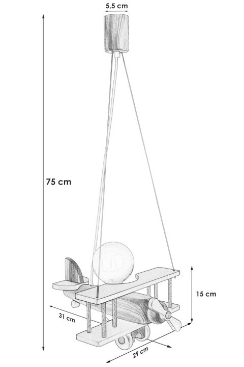 Lampa wisząca Samolot mały niebiesko-biało-czerwony