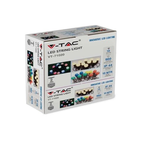 Girlanda Ogrodowa V-TAC (sznur) LED 10 metrów 20 żarówek 0,5W IP44 VT-71020 3000K 960lm Girlanda Ogrodowa V-TAC (sznur) LED 10 metrów 20 żarówek 0,5W IP44 VT-71020 3000K 960lm