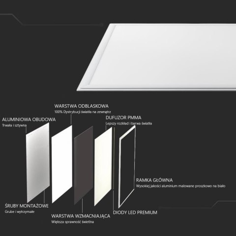 Panel LED V-TAC 29W 600x600 PMMA 137Lm/W VT-6129 4000K 3960lm
