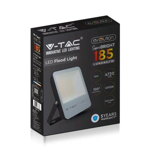 Projektor LED V-TAC 30W G8 Czarny 185Lm/W EVOLUTION VT-30185 6500K 4720lm 5 Lat Gwarancji Projektor LED V-TAC 30W G8 Czarny 185Lm/W EVOLUTION VT-30185 6500K 4720lm 5 Lat Gwarancji