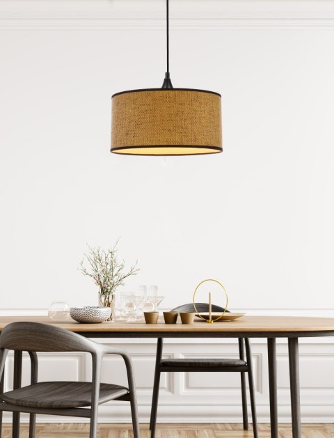 ANAKA LAMPA WISZĄCA CZARNY 1X40W E27 ABAŻUR PLECIONKA BEŻOWO-BRĄZOWA ANAKA LAMPA WISZĄCA CZARNY 1X40W E27 ABAŻUR PLECIONKA BEŻOWO-BRĄZOWA