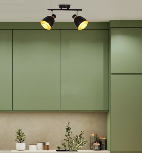 Aleksandria lampa sufitowa listwa czarny 2x40w e14 klosz czarny+złoty Aleksandria lampa sufitowa listwa czarny 2x40w e14 klosz czarny+złoty