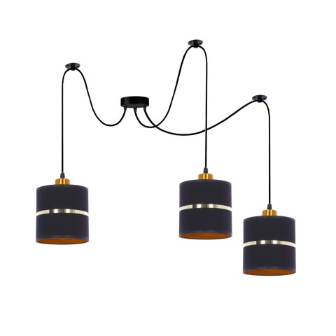 Assam p lampa wisząca czarny+złoty 3x60w e27 abażur czarny+złoty pasek Assam p lampa wisząca czarny+złoty 3x60w e27 abażur czarny+złoty pasek