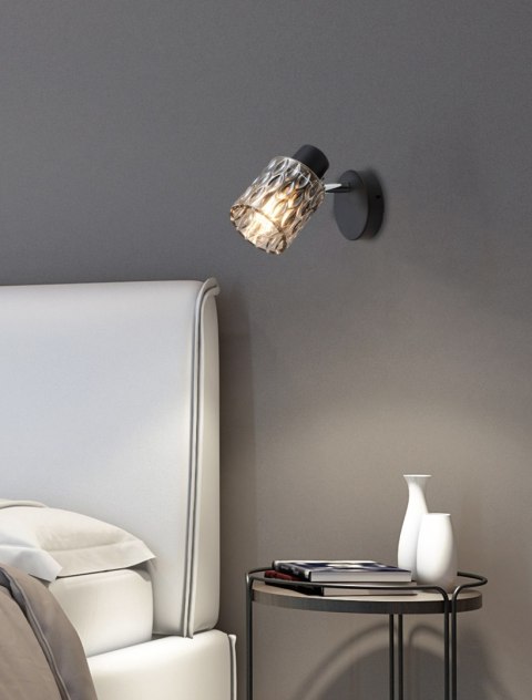 BILL LAMPA KINKIET CZARNY 1X40W E27 KLOSZ DYMIONY BILL LAMPA KINKIET CZARNY 1X40W E27 KLOSZ DYMIONY