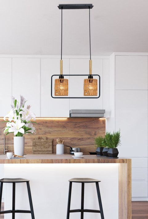 CROWN LAMPA WISZĄCA CZARNY 2X40W E27 ABAŻUR BEŻOWY CROWN LAMPA WISZĄCA CZARNY 2X40W E27 ABAŻUR BEŻOWY