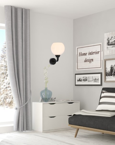 Caldera lampa kinkiet czarny 1x60w e27 klosz biały Caldera lampa kinkiet czarny 1x60w e27 klosz biały