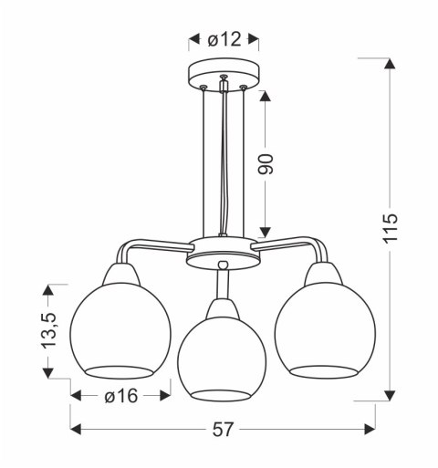 Caldera lampa wisząca czarny 3x60w e27 klosz biały Caldera lampa wisząca czarny 3x60w e27 klosz biały