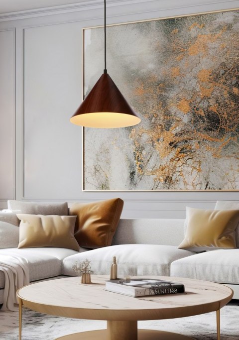 DUNCA LAMPA WISZĄCA 25 CZARNY 1X40 E27 KLOSZ CIEMNY ORZECHOWY DUNCA LAMPA WISZĄCA 25 CZARNY 1X40 E27 KLOSZ CIEMNY ORZECHOWY