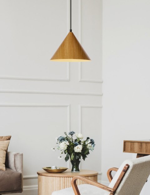DUNCA LAMPA WISZĄCA 25 CZARNY 1X40 E27 KLOSZ JASNY DĘBOWY DUNCA LAMPA WISZĄCA 25 CZARNY 1X40 E27 KLOSZ JASNY DĘBOWY