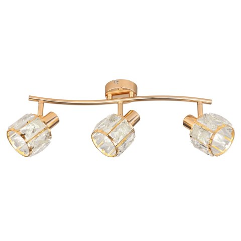 Dubai lampa sufitowa listwa różowy złoty 3x40W E14 klosz złoty z kryszt transp Dubai lampa sufitowa listwa różowy złoty 3x40W E14 klosz złoty z kryszt transp