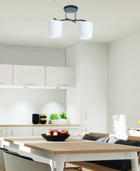 ESNYR LAMPA SUFITOWA CHROMOWY+CZARNY 2X40 E27 KLOSZ BIAŁY ESNYR LAMPA SUFITOWA CHROMOWY+CZARNY 2X40 E27 KLOSZ BIAŁY