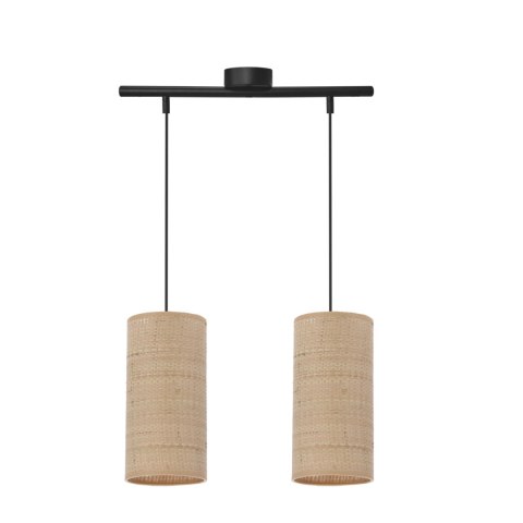 Fleri lampa wisząca czarny 2x60 e27 abażur 12x25 beżowy ratan Fleri lampa wisząca czarny 2x60 e27 abażur 12x25 beżowy ratan