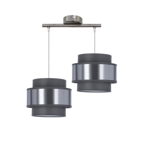 Hare lampa wisząca chromowy 2x60w e27 abażur szary+srebrny Hare lampa wisząca chromowy 2x60w e27 abażur szary+srebrny