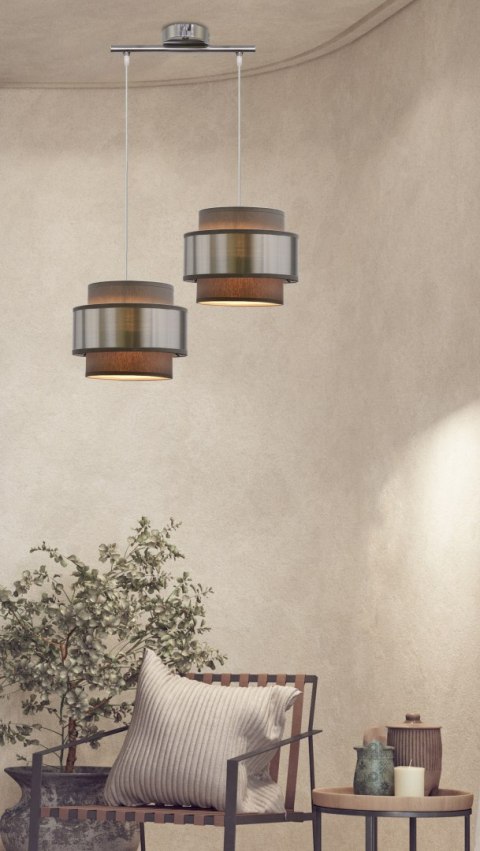 Hare lampa wisząca chromowy 2x60w e27 abażur szary+srebrny Hare lampa wisząca chromowy 2x60w e27 abażur szary+srebrny
