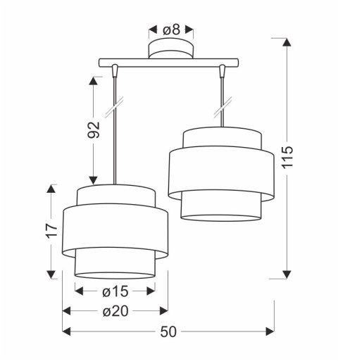 Hare lampa wisząca chromowy 2x60w e27 abażur szary+srebrny Hare lampa wisząca chromowy 2x60w e27 abażur szary+srebrny