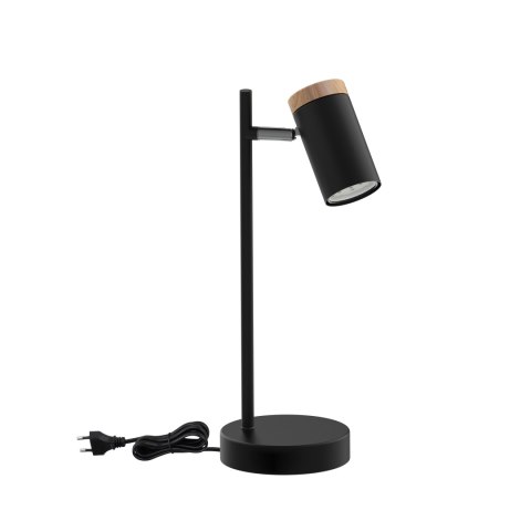 LAGOS LAMPA STOŁOWA CZARNY 1X15W GU10 KLOSZ CZARNY+DREWNIANY LAGOS LAMPA STOŁOWA CZARNY 1X15W GU10 KLOSZ CZARNY+DREWNIANY