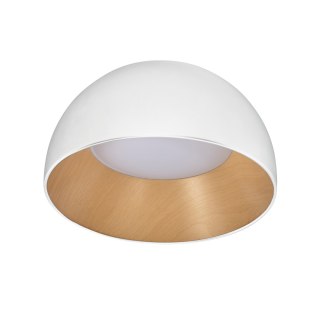 LIGURIA LAMPA SUFITOWA PLAFON BIAŁO DREWNIANY 18W LED 35 CM KLOSZ BIAŁY