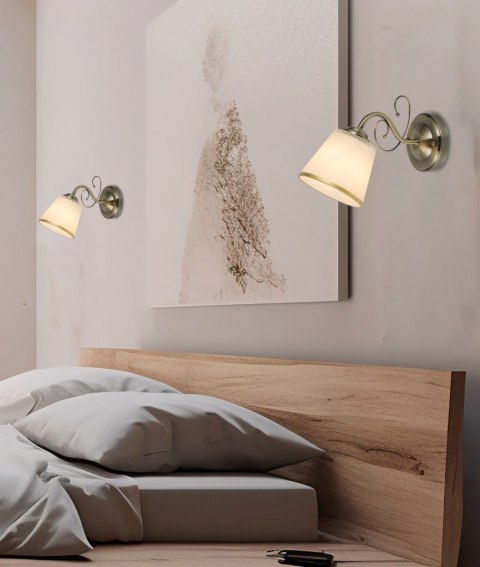 LOSANNA LAMPA KINKIET PATYNOWY 1X40W E14 KLOSZ BIAŁY Z OBWÓDKĄ LOSANNA LAMPA KINKIET PATYNOWY 1X40W E14 KLOSZ BIAŁY Z OBWÓDKĄ