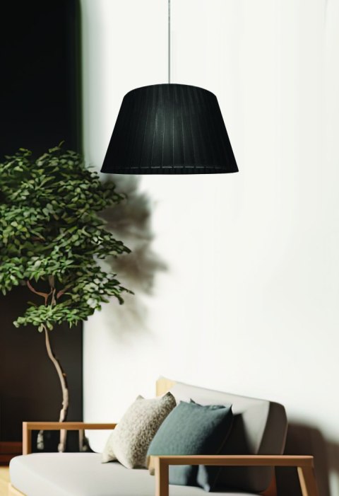 NOTIZIA LAMPA WISZĄCA SATYNOWY 37 1X60W E27 ABAŻUR CZARNY NOTIZIA LAMPA WISZĄCA SATYNOWY 37 1X60W E27 ABAŻUR CZARNY