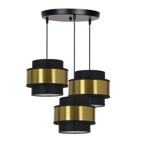 Prestige lampa wisząca czarny talerz 3x40w e27 abażur czarny+złoty Prestige lampa wisząca czarny talerz 3x40w e27 abażur czarny+złoty