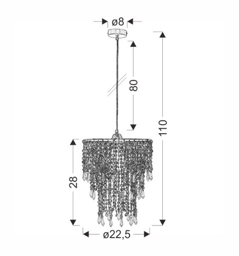 RINA LAMPA WISZĄCA CHROMOWY 1X60W E27 RINA LAMPA WISZĄCA CHROMOWY 1X60W E27