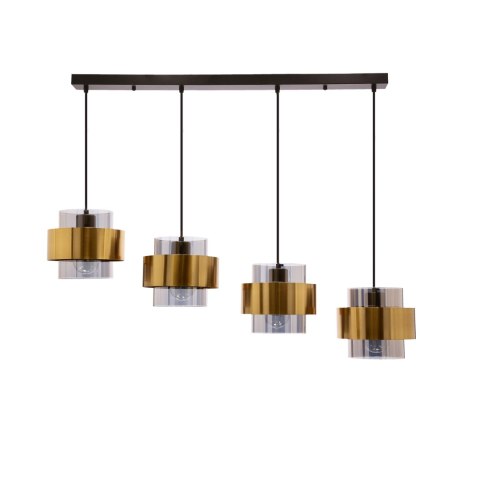 Spiega lampa wisząca czarny+mosiężny 4x60w e27 klosz dymiony Spiega lampa wisząca czarny+mosiężny 4x60w e27 klosz dymiony