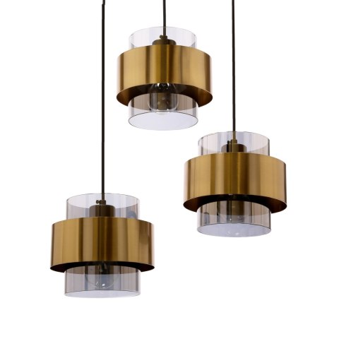Spiega lampa wisząca talerz czarny+mosiężny 3x60w e27 klosz dymiony