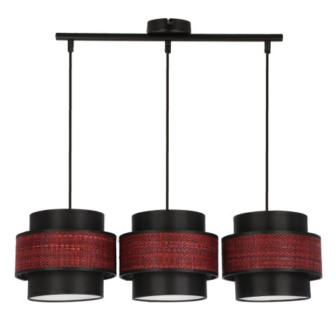 TOSCANA LAMPA WISZĄCA CZARNY 3X60W E27 ABAŻUR BORDOWY+CZARNY TOSCANA LAMPA WISZĄCA CZARNY 3X60W E27 ABAŻUR BORDOWY+CZARNY