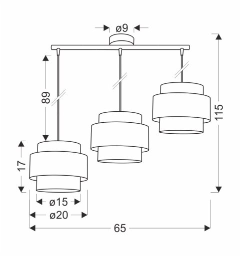 TOSCANA LAMPA WISZĄCA CZARNY 3X60W E27 ABAŻUR BORDOWY+CZARNY TOSCANA LAMPA WISZĄCA CZARNY 3X60W E27 ABAŻUR BORDOWY+CZARNY