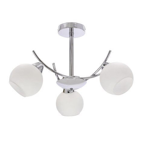 AMOS Lampa wiszaca chromowy 3x40W E27 klosz biały AMOS Lampa wiszaca chromowy 3x40W E27 klosz biały