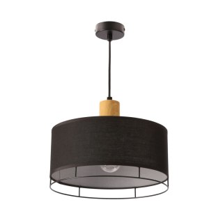 Ardi lampa sufitowa czarny+drewniany 1x40W E27 abażur czarny
