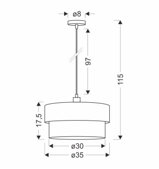 Arezzo lampa wisząca czarny 1x60W E27 abażur czarny+oliwkowy