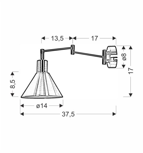 COPENHAGEN LAMPA KINKIET 1X40W E14 CZARNY ŚRDEK ZŁOTY