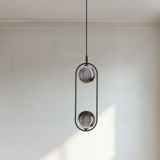 CORDEL zwis 2x28W G9 czarny, klosze grafitowe