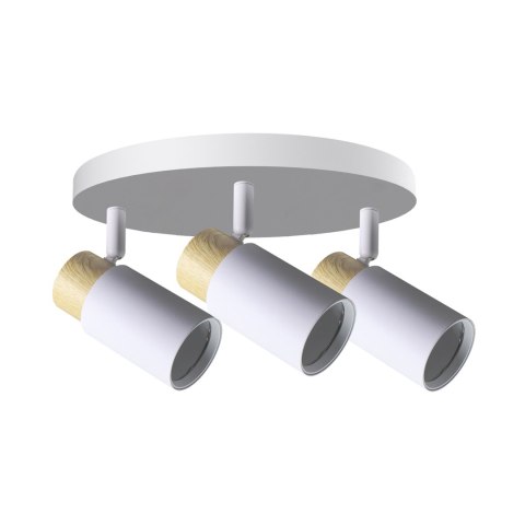 Claro lampa sufitowa plafon biały 3x15W GU10 klosz biały+drewniany Claro lampa sufitowa plafon biały 3x15W GU10 klosz biały+drewniany