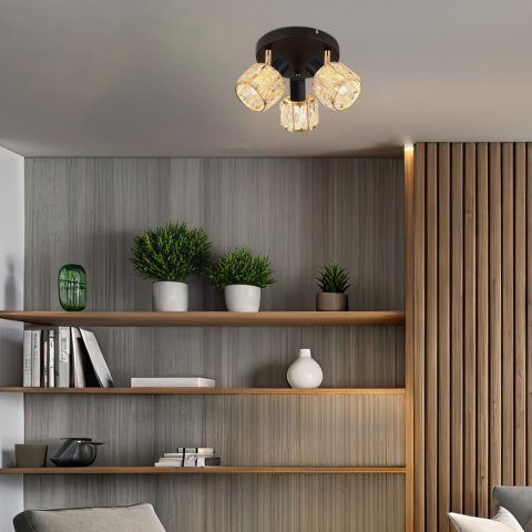 Dubai lampa sufitowa plafon czarny 3x40W E14 klosz różowy złoty kryszt transp Dubai lampa sufitowa plafon czarny 3x40W E14 klosz różowy złoty kryszt transp