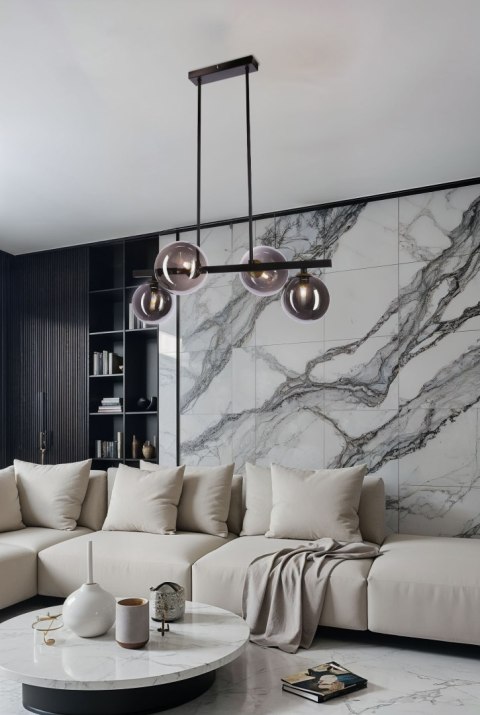 Kama lampa wisząca czarny+złoty 4x28W G9 klosz grafitowy Kama lampa wisząca czarny+złoty 4x28W G9 klosz grafitowy