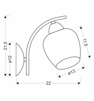 MERRA lampa kinkiet czarny 1x40W E27 klosz bursztynowy