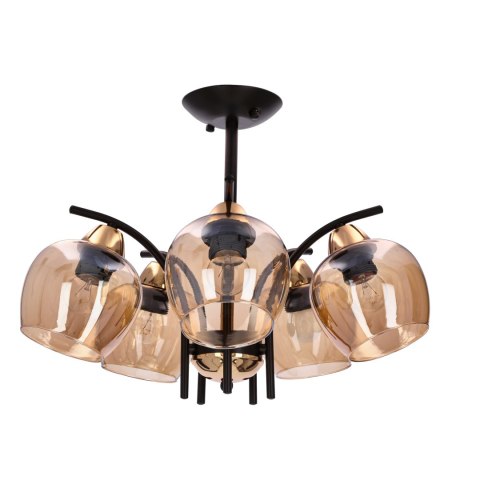 MERRA lampa wiszaca czarny 5x40W E27 klosz bursztynowy MERRA lampa wiszaca czarny 5x40W E27 klosz bursztynowy