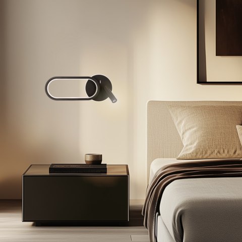 MONET lampa kinkiet owal czarny 13W LED 3000K, 4000K, 6000K klosz biały MONET lampa kinkiet owal czarny 13W LED 3000K, 4000K, 6000K klosz biały
