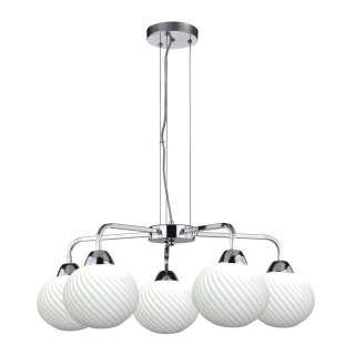 Madryt lampa wisz¹ca chrom 5x60W E27 klosz biały