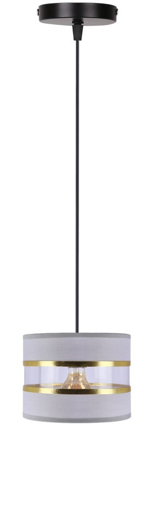 PANDY lampa wisząca czarny 1x40W E27 abażur szary+złoty PANDY lampa wisząca czarny 1x40W E27 abażur szary+złoty