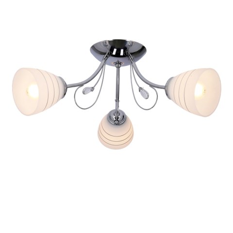 SIMPLI LAMPA WISZĄCA 3*40W E27 CHROM Z KRYSZTAŁKIEM+KLOSZ Z PASKIEM