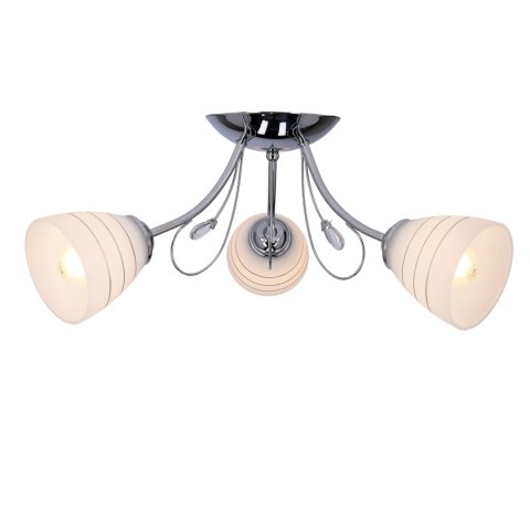SIMPLI LAMPA WISZĄCA 3*40W E27 CHROM Z KRYSZTAŁKIEM+KLOSZ Z PASKIEM
