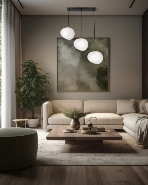 STONES lampa wisząca czarny 20cm 3x40W E27 klosz biały STONES lampa wisząca czarny 20cm 3x40W E27 klosz biały