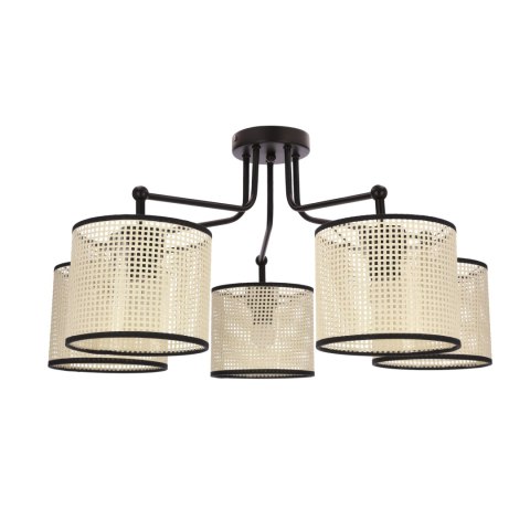 TOPI lampa wisząca czarny 5x40W E27 abażur kremowy TOPI lampa wisząca czarny 5x40W E27 abażur kremowy