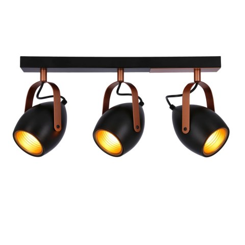 Anica lampa sufitowa listwa czarny 3x40w e14 odbłyśnik złoty