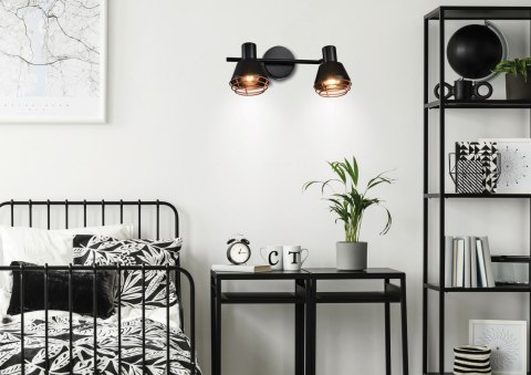 Neria lampa sufitowa listwa czarny 2x40w e14 klosz miedziany Neria lampa sufitowa listwa czarny 2x40w e14 klosz miedziany