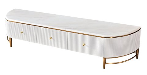 Alexis 200/42/40cm ekskluzywna wąska niska szafka RTV o biało-złotym wykończeniu Alexis 200/42/40cm ekskluzywna wąska niska szafka RTV o biało-złotym wykończeniu