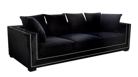 Delladue 250/106/85cm wykwintna sofa tapicerowana czarnym welurem ze srebrnymi nitami Delladue 250/106/85cm wykwintna sofa tapicerowana czarnym welurem ze srebrnymi nitami